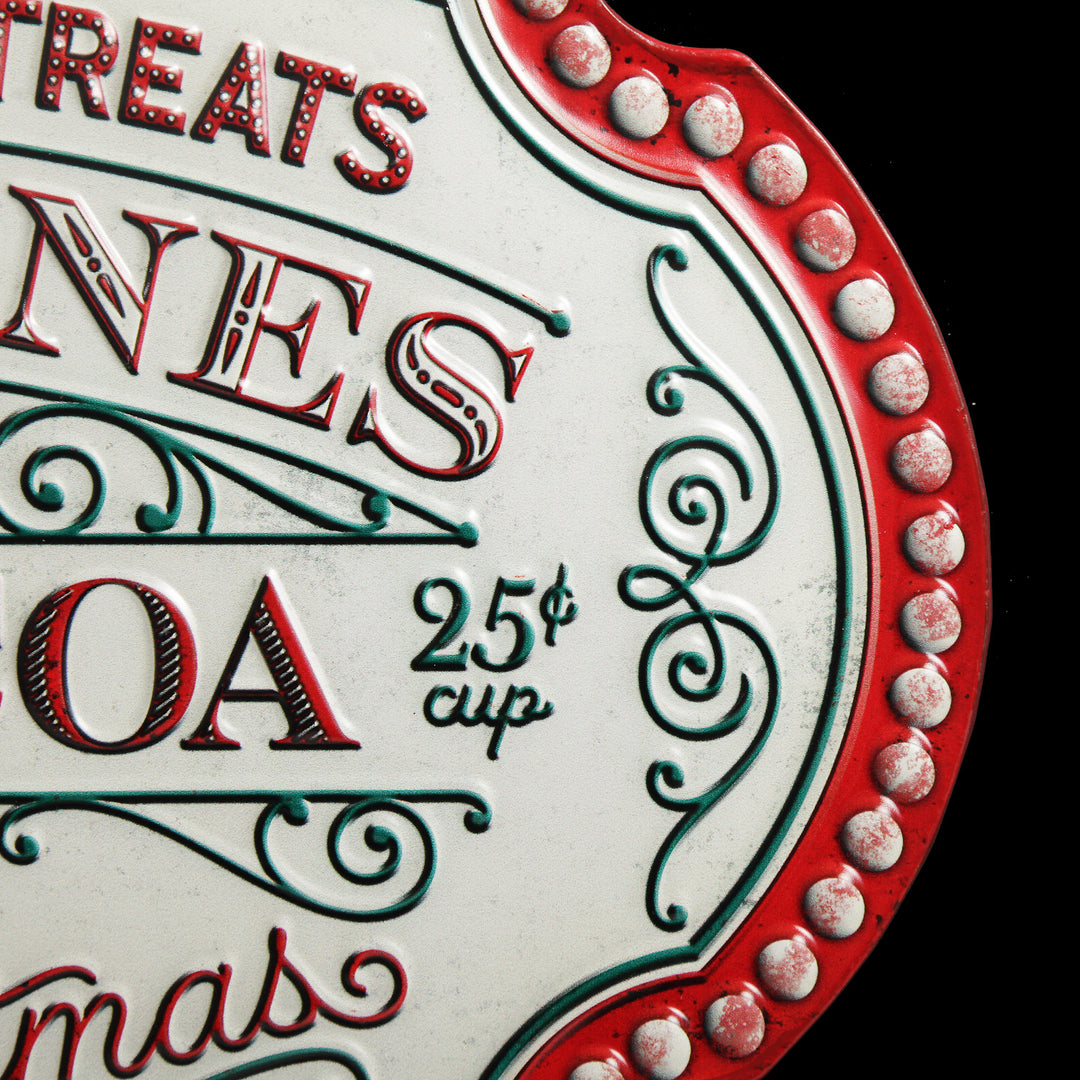 Candy Canes and Hot Cocoa Retro Metal Christmas Sign