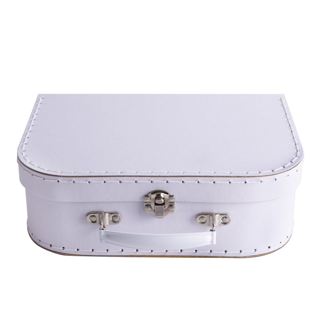 White Stitched Suitcase Keepsake/Hamper Box - Large