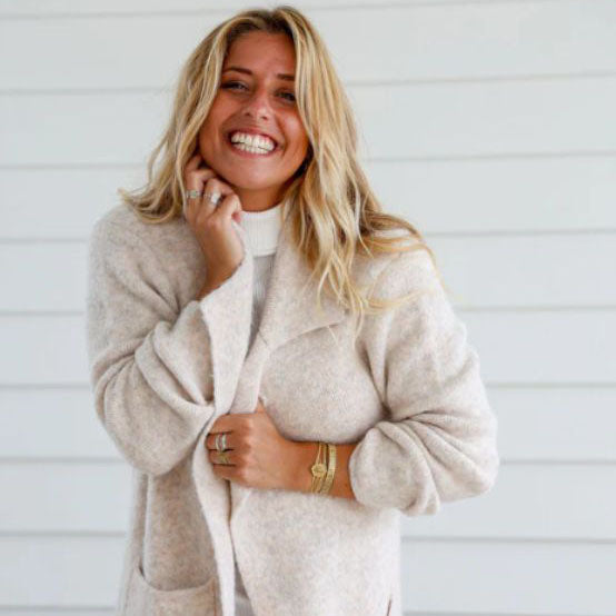 Winter White Long Knit Cardigan with Pockets - ML