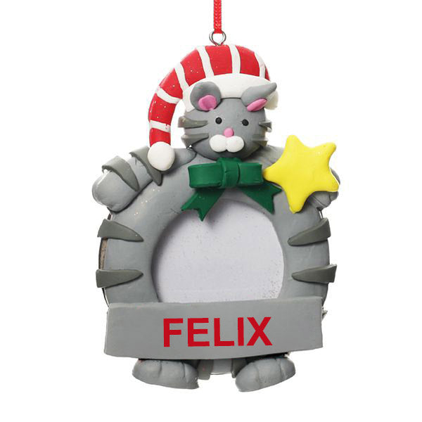 Personalised Christmas Cat Photo Frame Decoration
