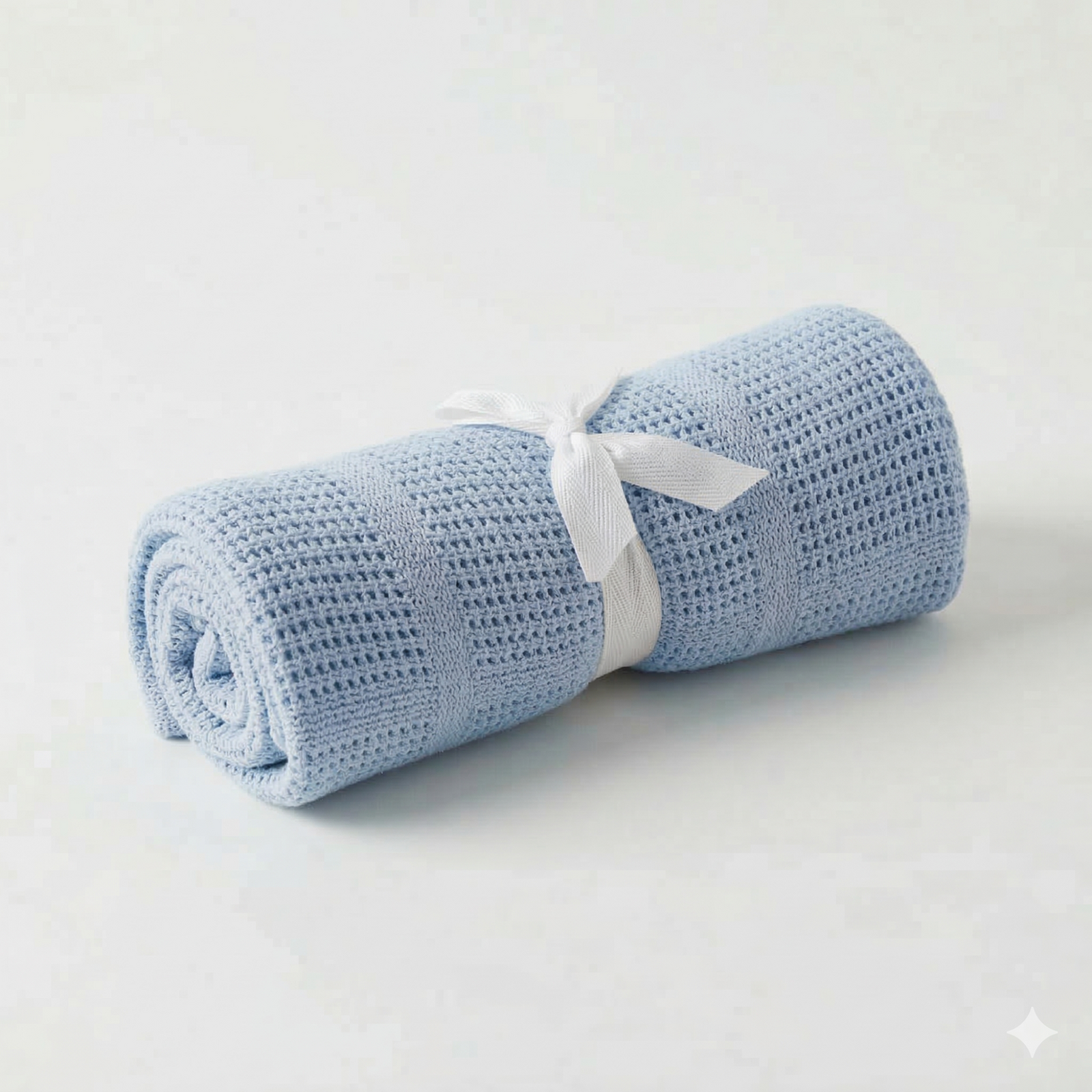 Cellular Baby Blanket 100% Cotton - Blue