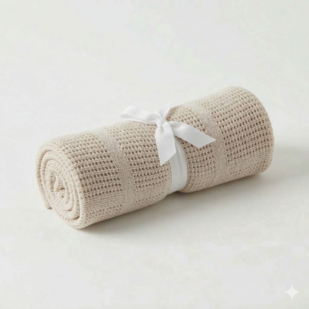 Cellular Baby Blanket 100% Cotton - Natural