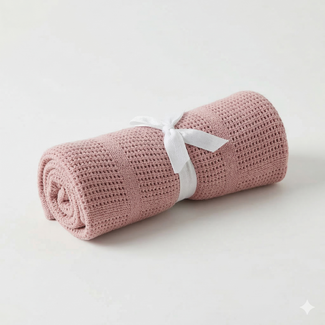 Cellular Baby Blanket 100% Cotton - Rose
