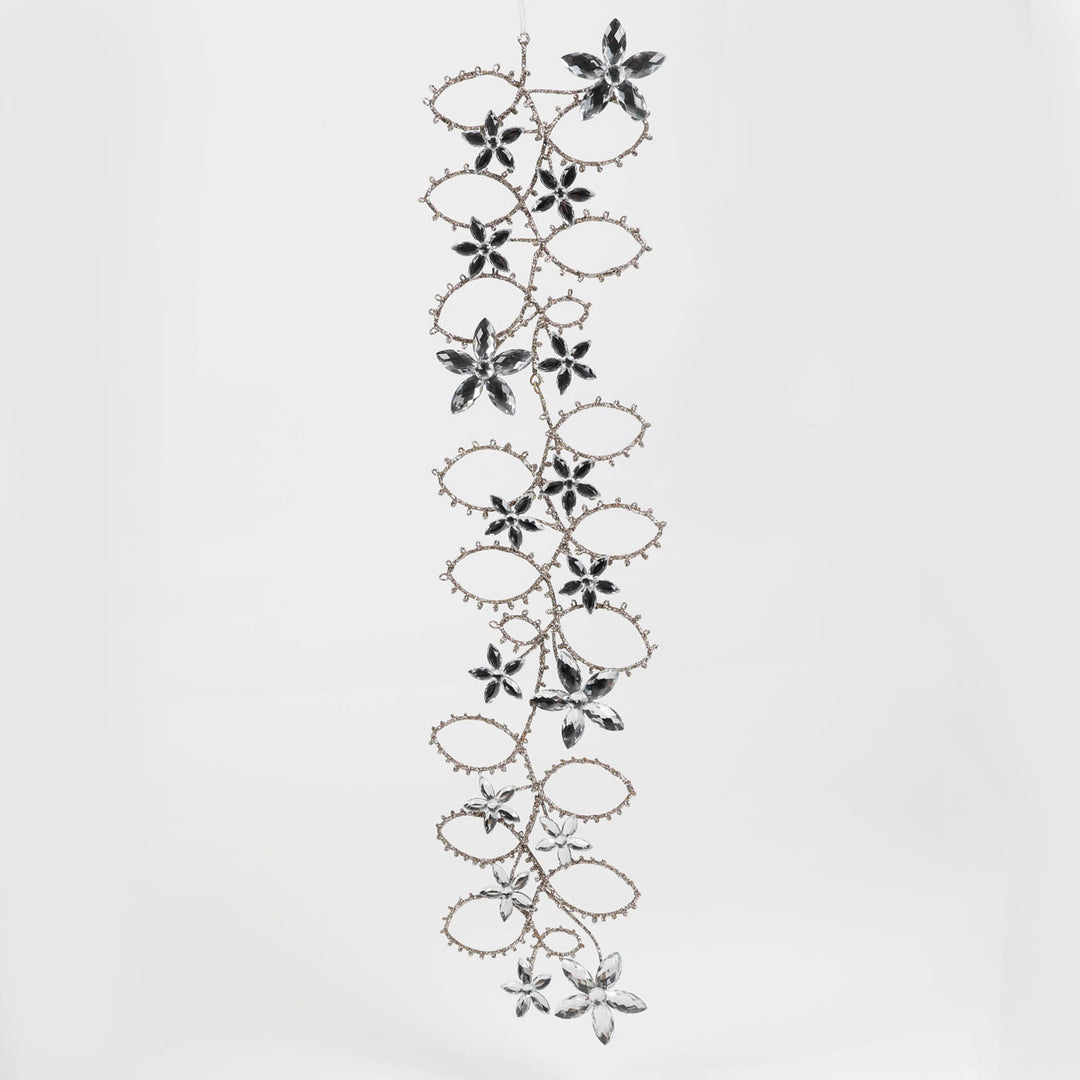 Champagne and Silver Floral Leaf Drop Ornament