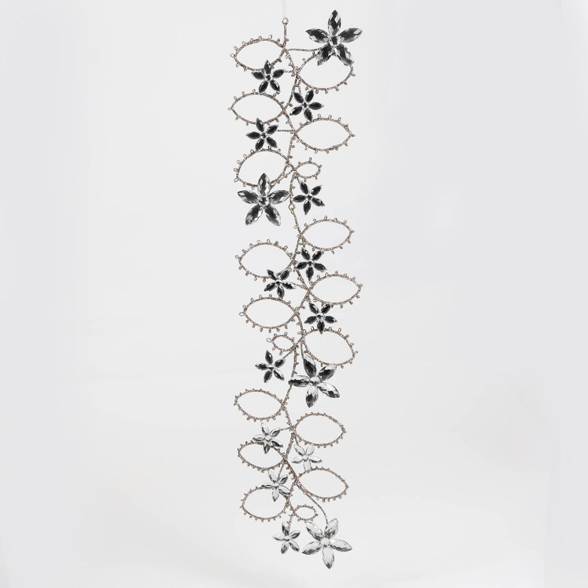 Champagne and Silver Floral Leaf Drop Ornament