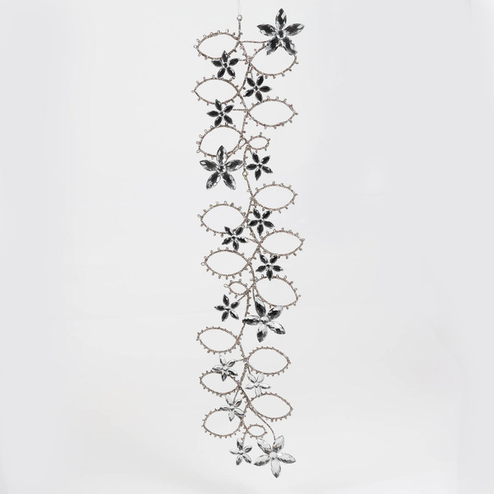 Champagne and Silver Floral Leaf Drop Ornament