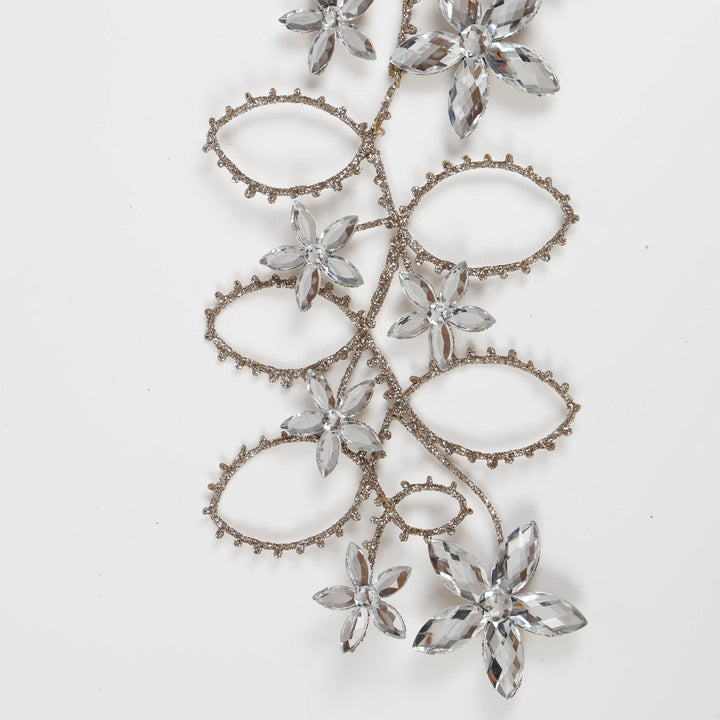 Champagne and Silver Floral Leaf Drop Ornament
