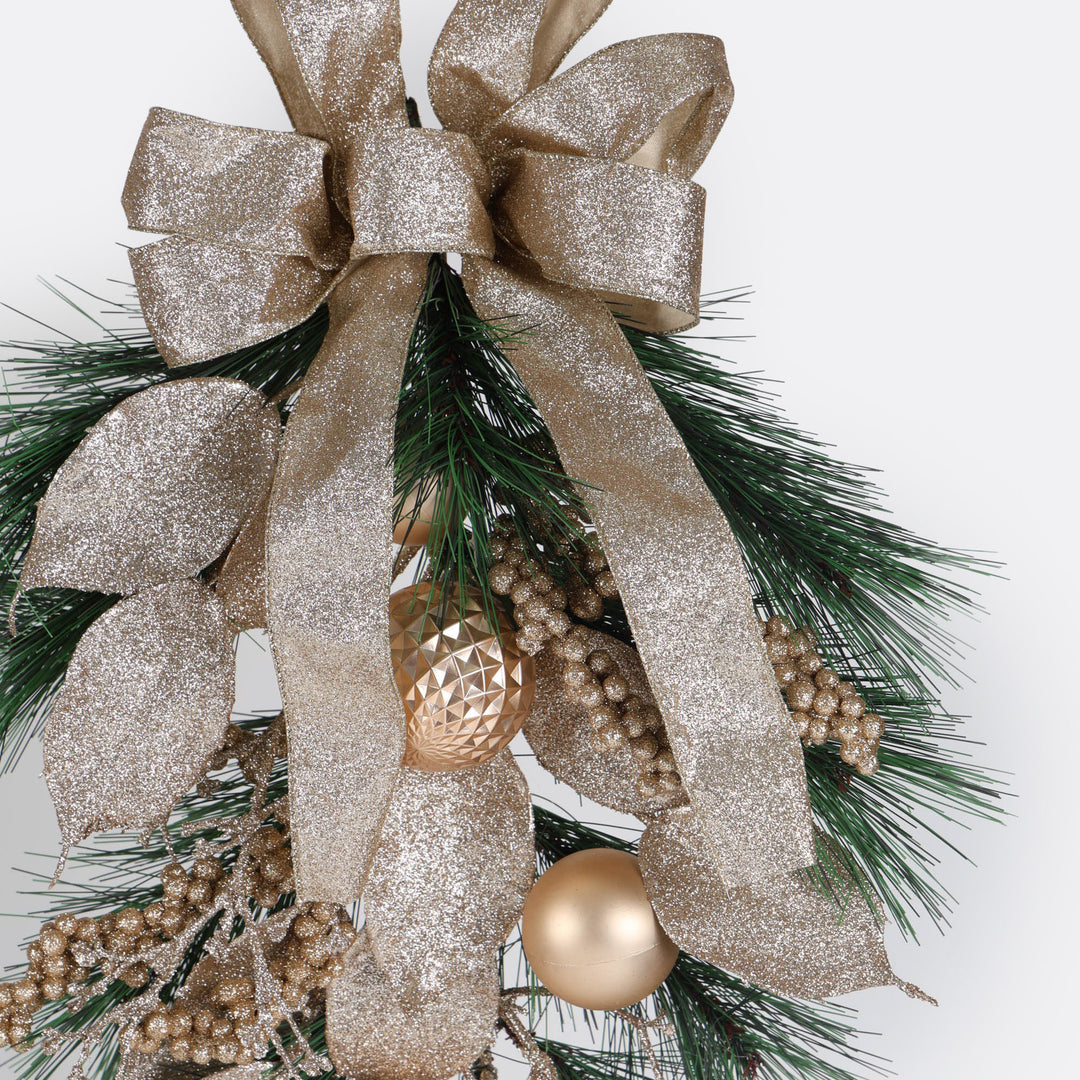 Champagne Embellished Tear Drop Christmas Swag- 60cm