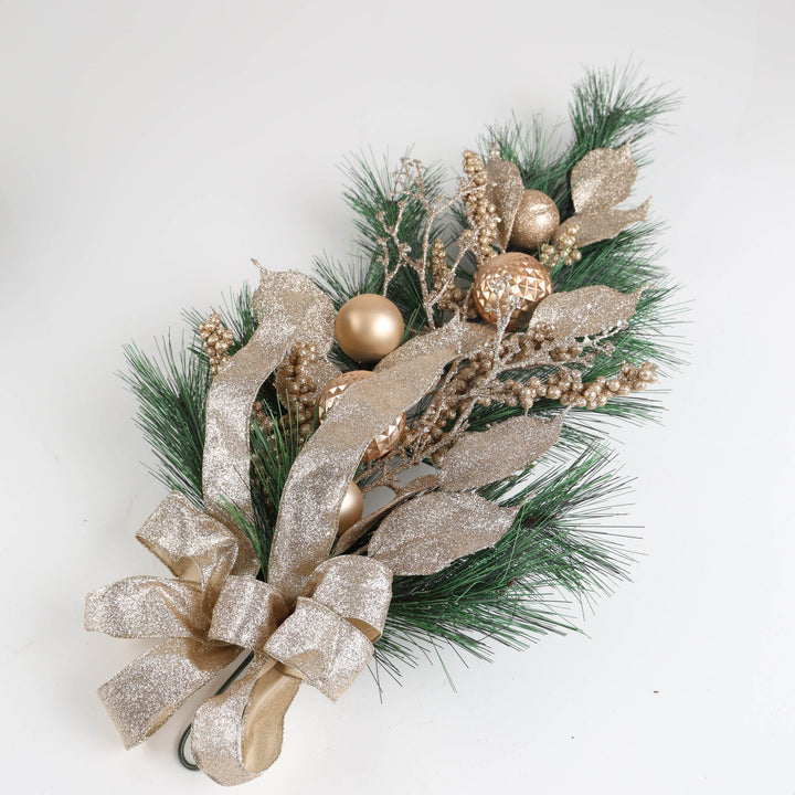 Champagne Embellished Tear Drop Christmas Swag- 60cm