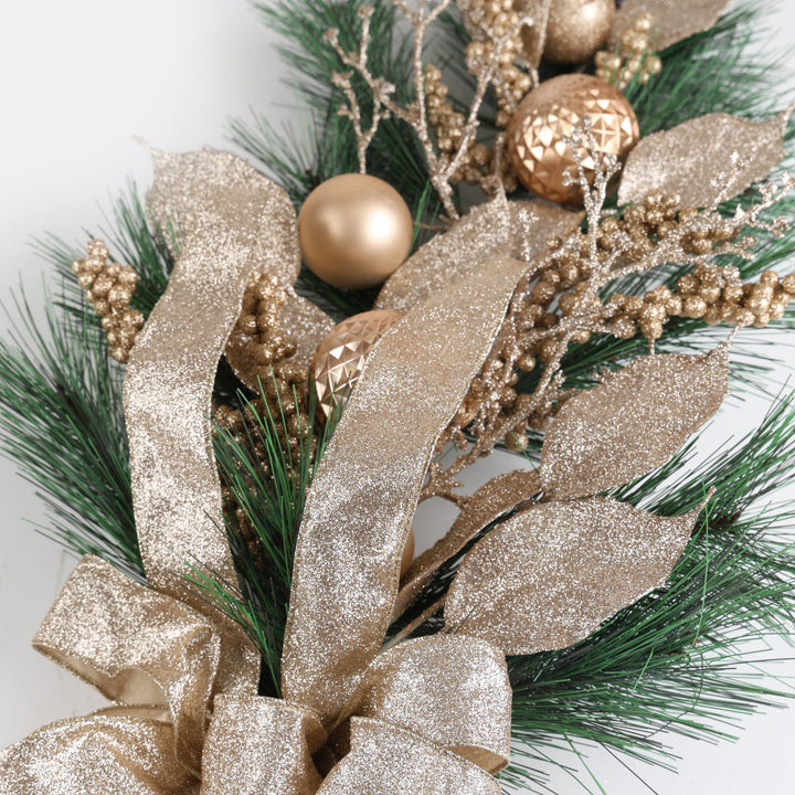 Champagne Embellished Tear Drop Christmas Swag- 60cm