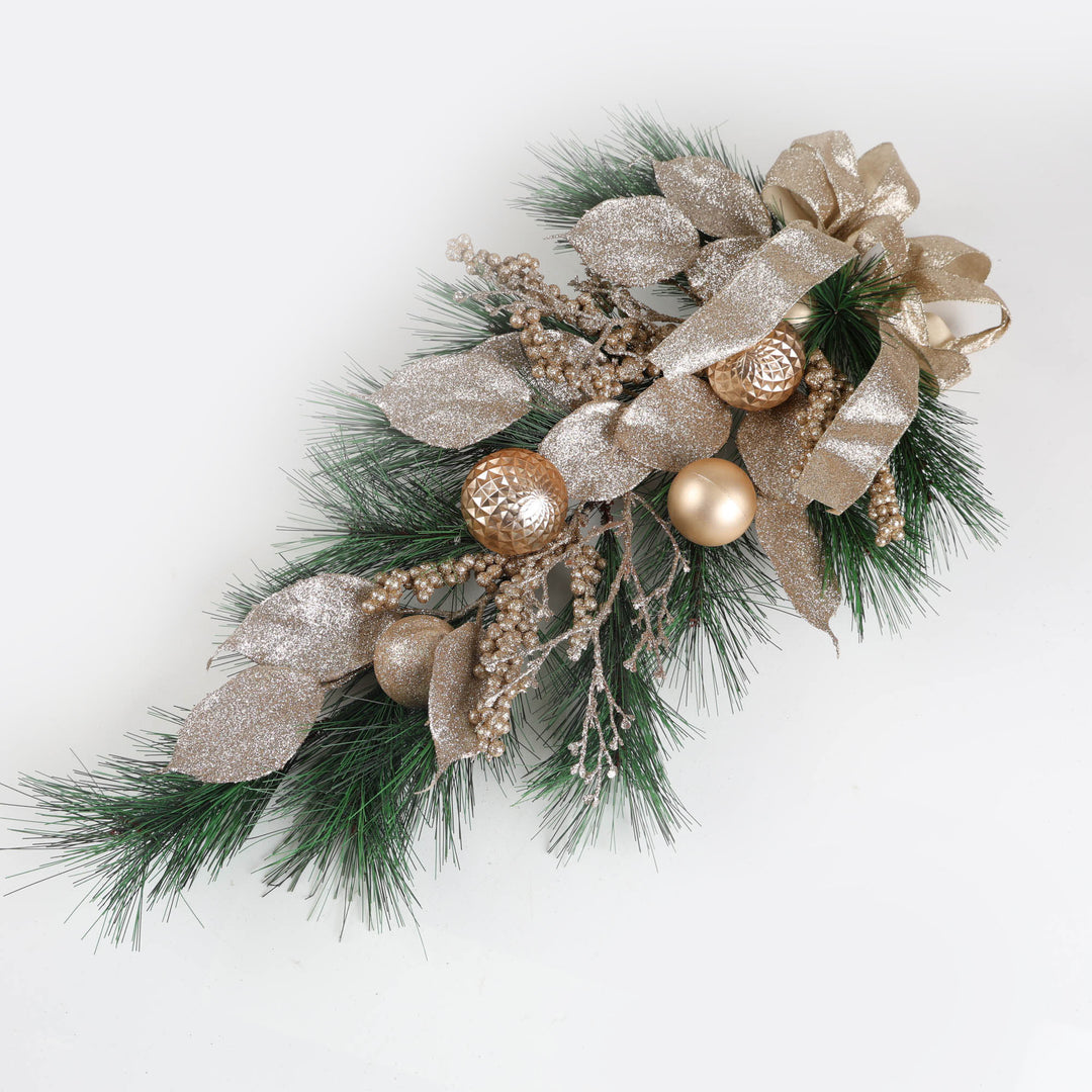 Champagne Embellished Tear Drop Christmas Swag- 60cm
