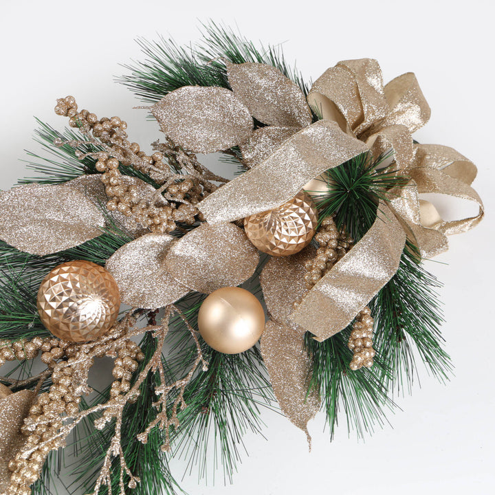 Champagne Embellished Tear Drop Christmas Swag- 60cm