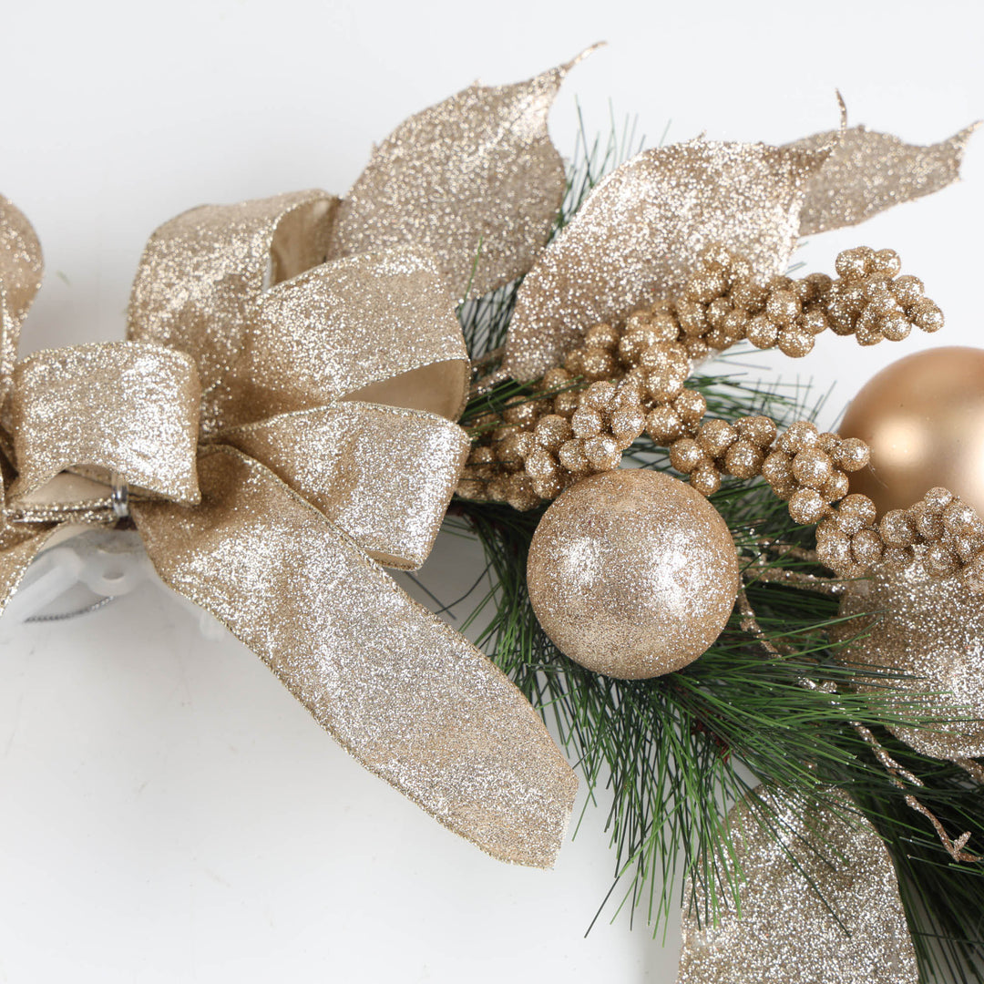 Champagne Embellished Wide Christmas Swag - 60cm