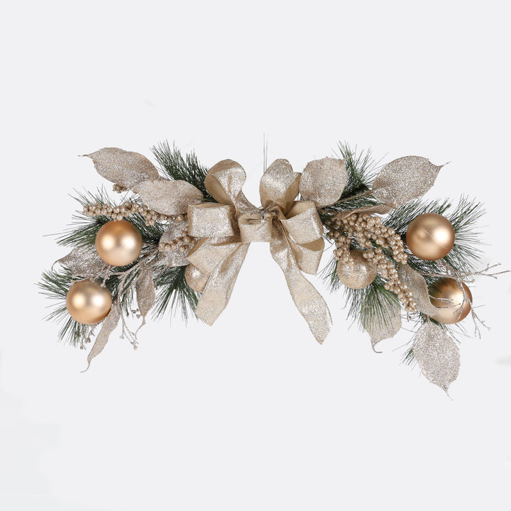 Champagne Embellished Wide Christmas Swag - 60cm