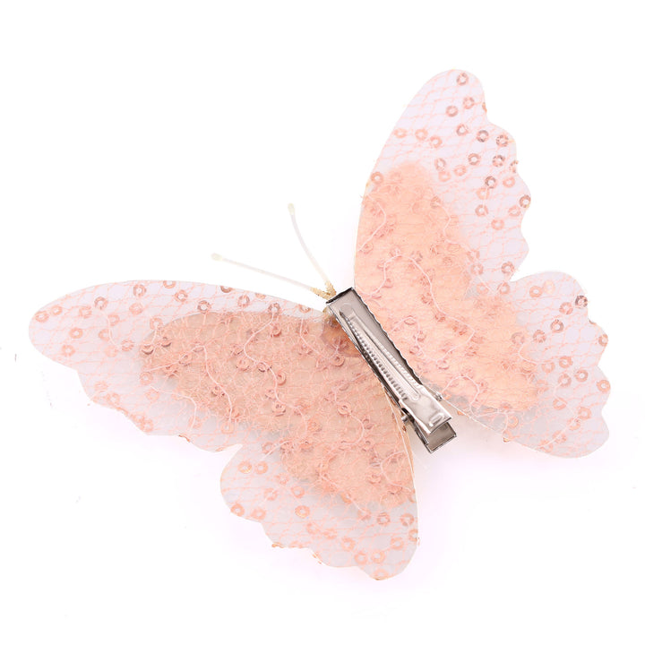 Champagne Feather Butterfly Clips - Pack of 3