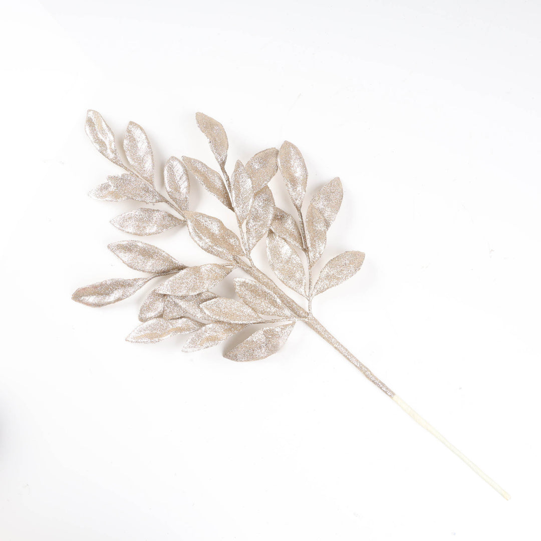 Champagne Glitter Bay Leaf Spray