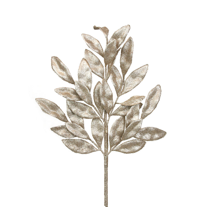 Champagne Glitter Bay Leaf Spray