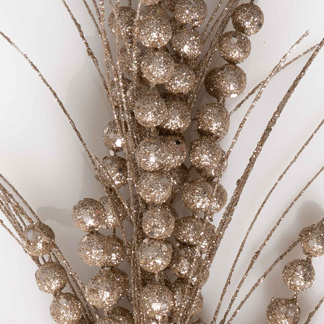 Champagne Glitter Bead Grass Christmas Spray