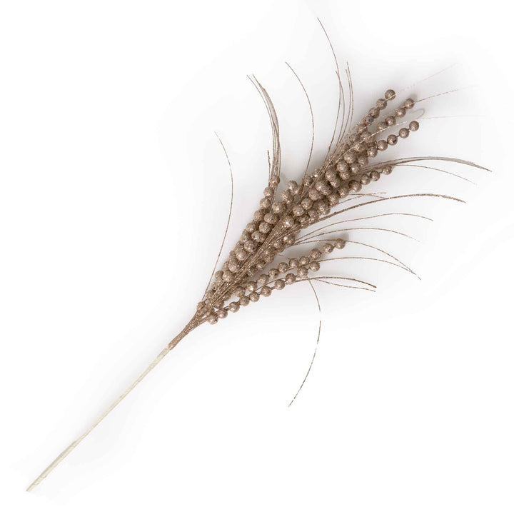 Champagne Glitter Bead Grass Christmas Spray