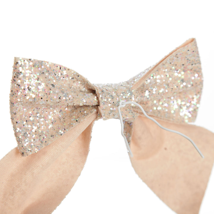 Champagne Glitter Bow Clip - Set of 2