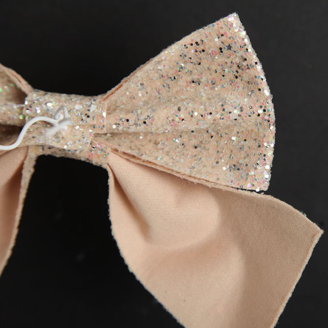 Champagne Glitter Bow Clip - Set of 2