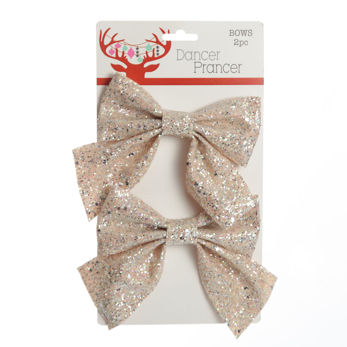 Champagne Glitter Bow Clip - Set of 2