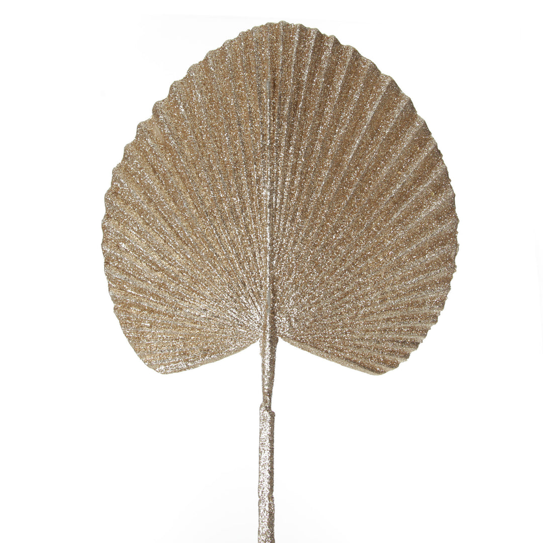 Champagne Glitter Fan Palm Leaf Pick