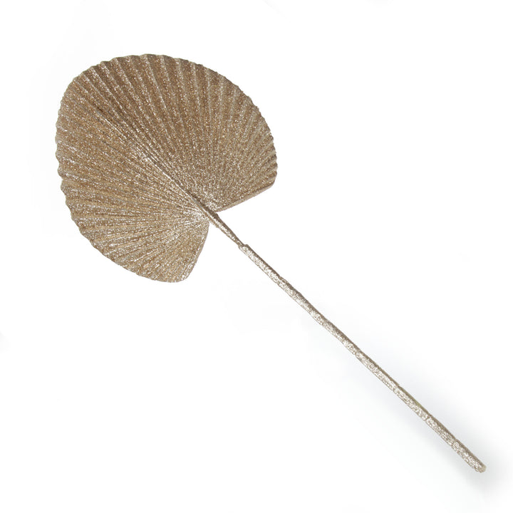 Champagne Glitter Fan Palm Leaf Pick
