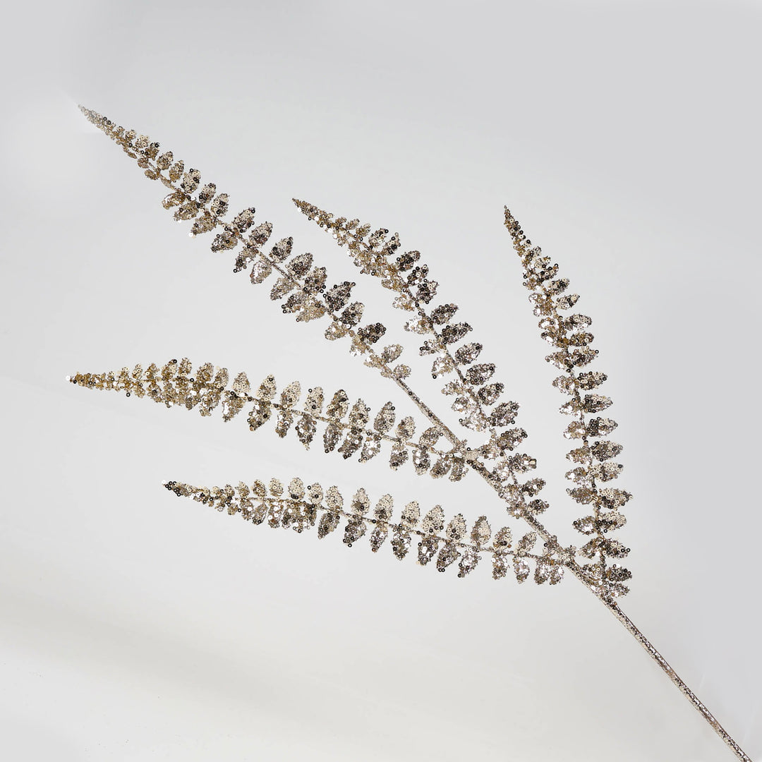 Champagne Glitter Fern Spray 80cm