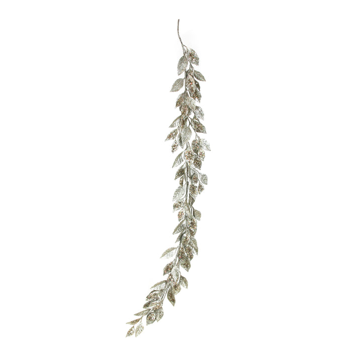 Champagne Glitter Leaf Garland with Sequin Highlights - 150cm