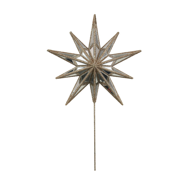 Champagne Glitter Mirror Star Tree Topper Pick