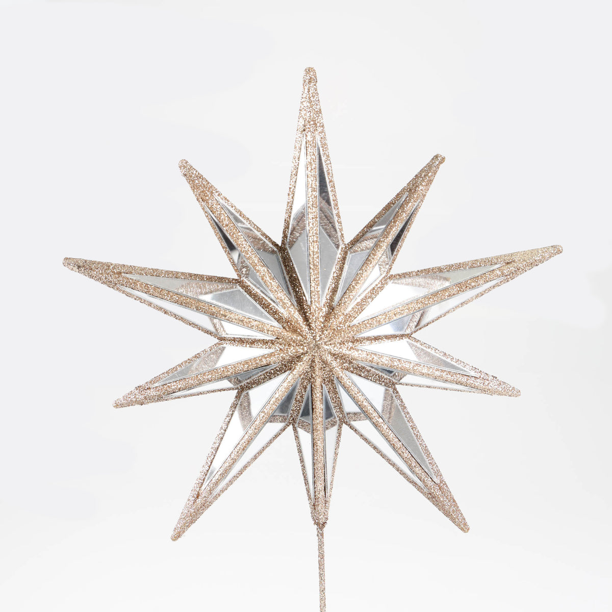 Champagne Glitter Mirror Star Tree Topper Pick