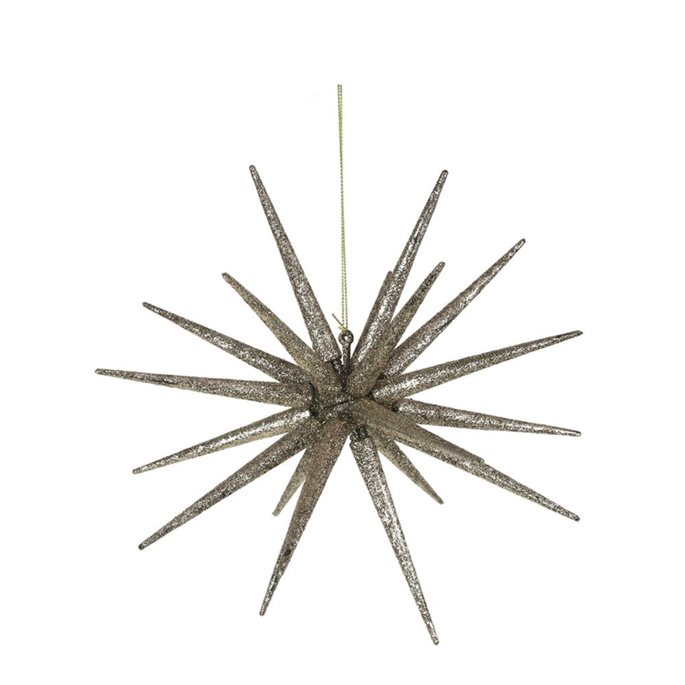 Champagne Glitter Nova Starburst Ornament 22cm
