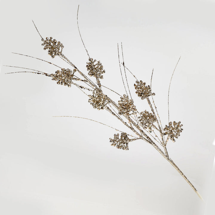 Champagne Glitter Pinecone Spray 68cm
