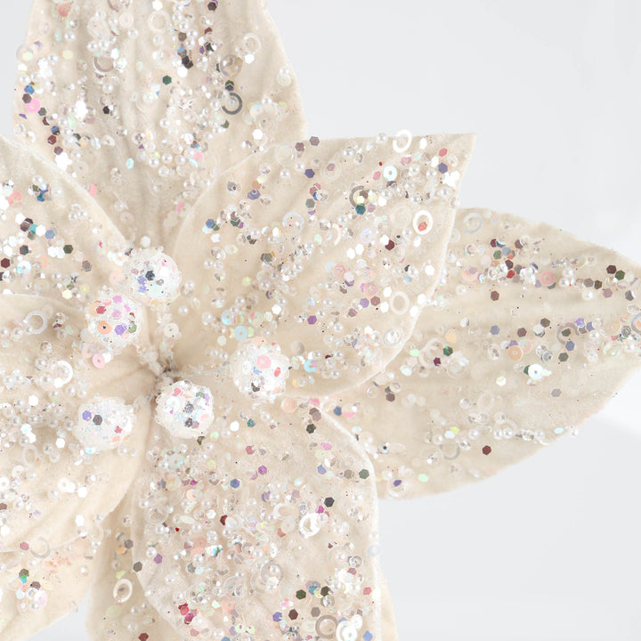 Champagne Glitter Poinsettia Flower