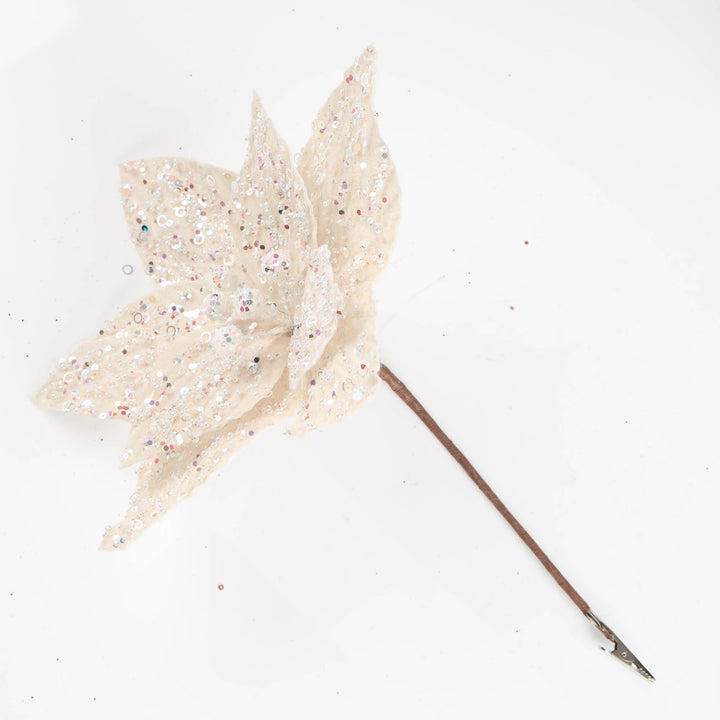Champagne Glitter Poinsettia Flower
