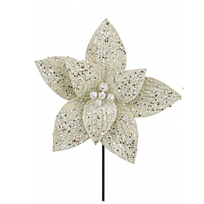 Champagne Glitter Poinsettia Flower
