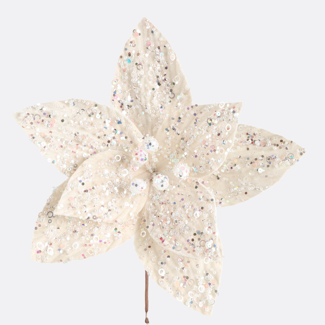 Champagne Glitter Poinsettia Flower