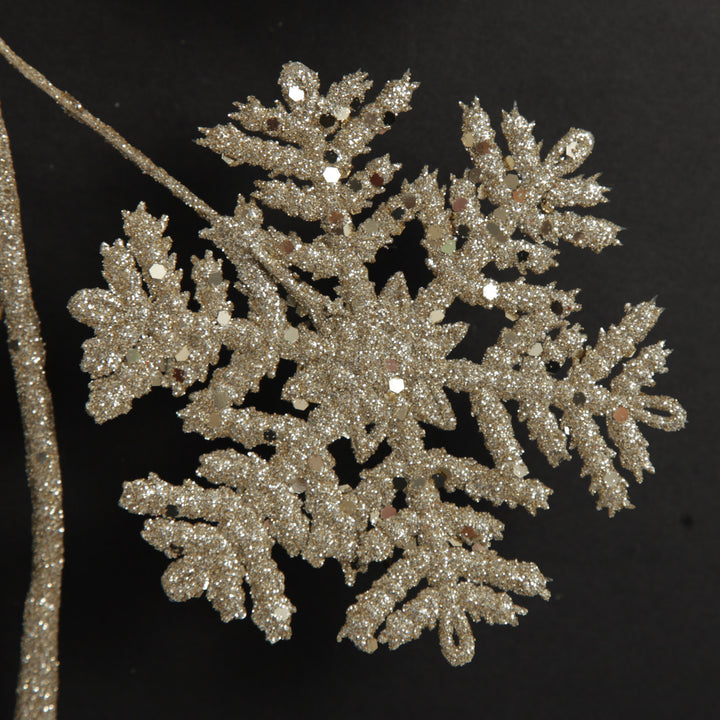 Champagne Glitter Snowflake Christmas Spray