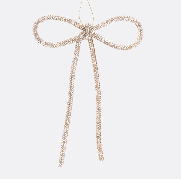 Champagne Jewelled Bow Hanging Decoration - 15cm