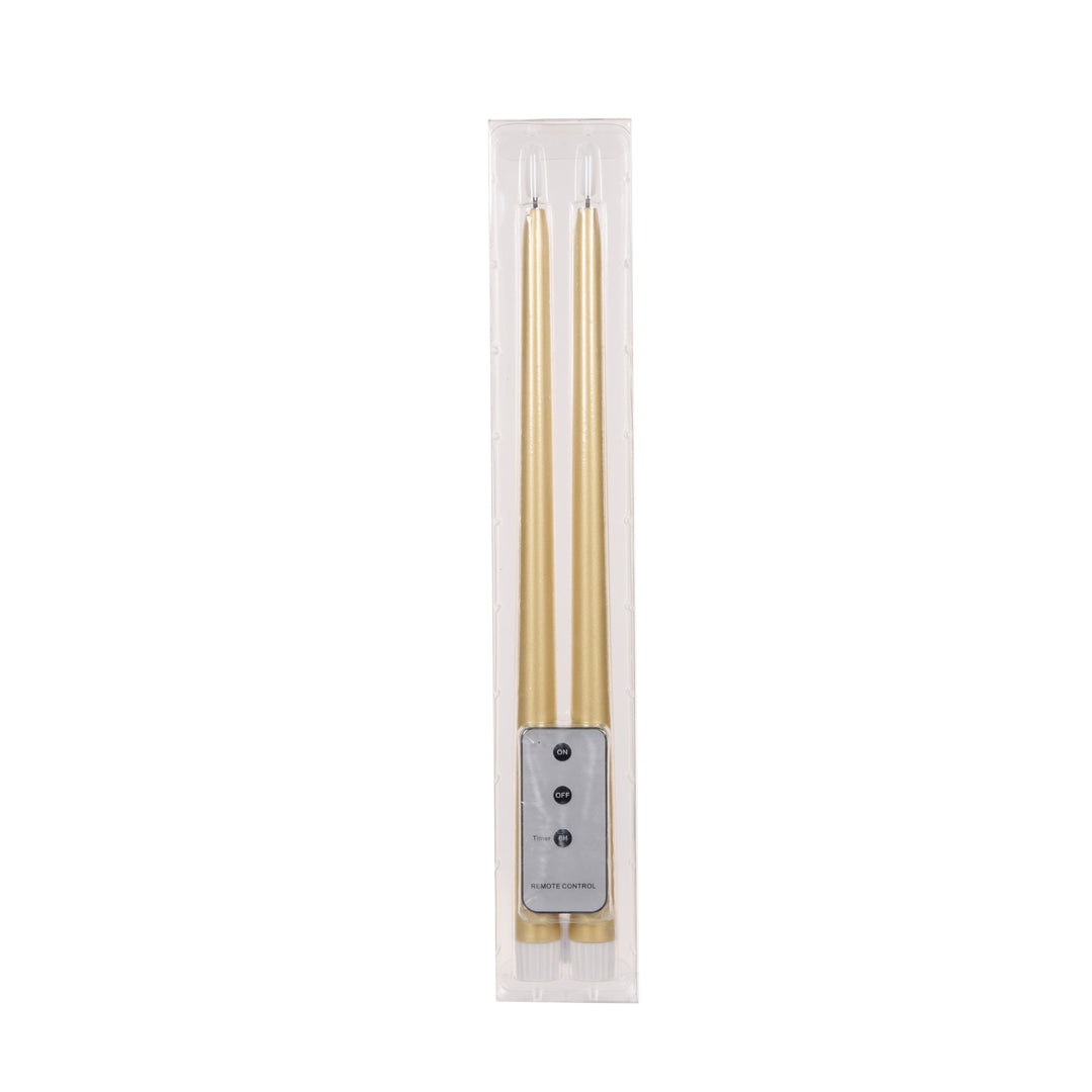 Champagne LED Taper Candles with Remote - Set of 2