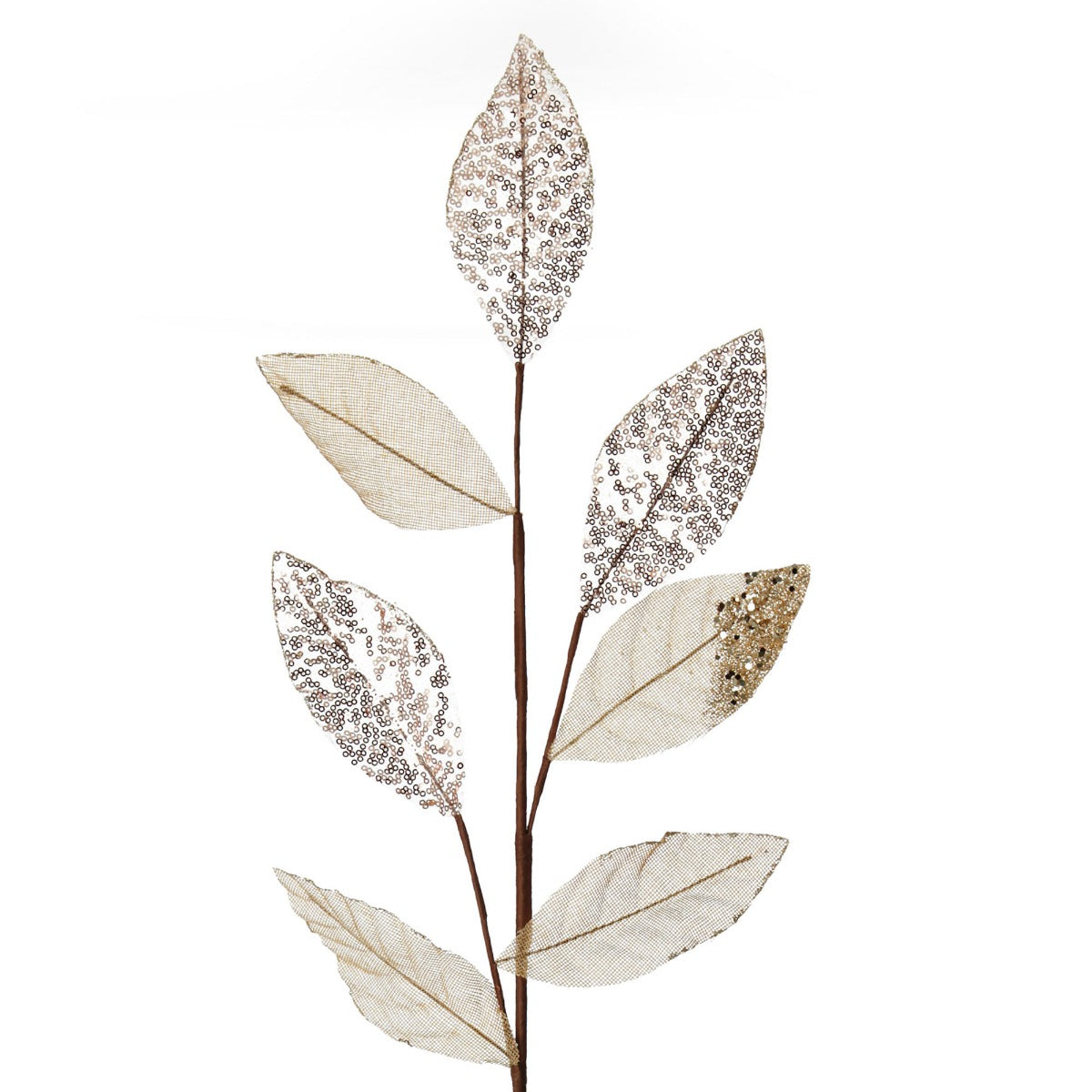 Champagne Mixed Leaf Burlap Sequin Spray Whole product