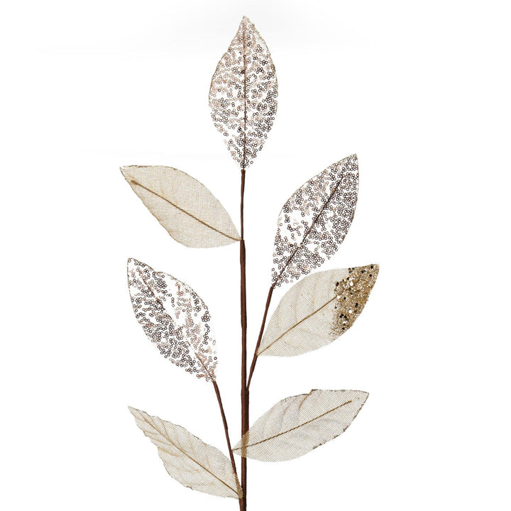 Champagne Mixed Leaf Burlap Sequin Spray Whole product