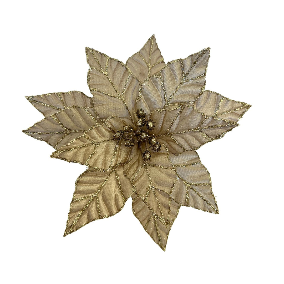 Champagne Poinsettia Flower with Glitter Detail