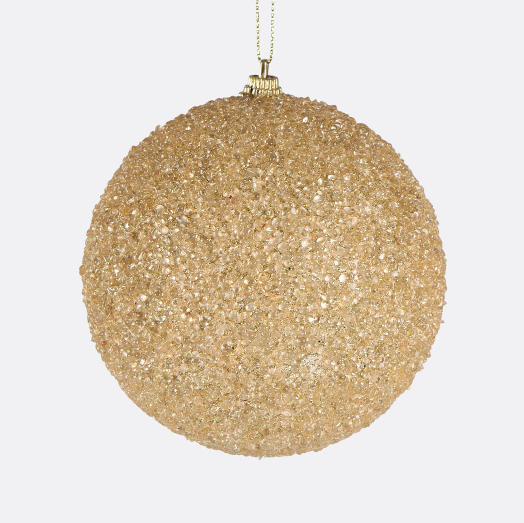 Champagne Sequin and Glitter Baubles - Set of 4 - 10cm