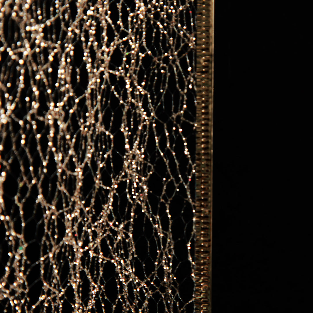 Champagne Spider Mesh Wired Christmas Ribbon Garland