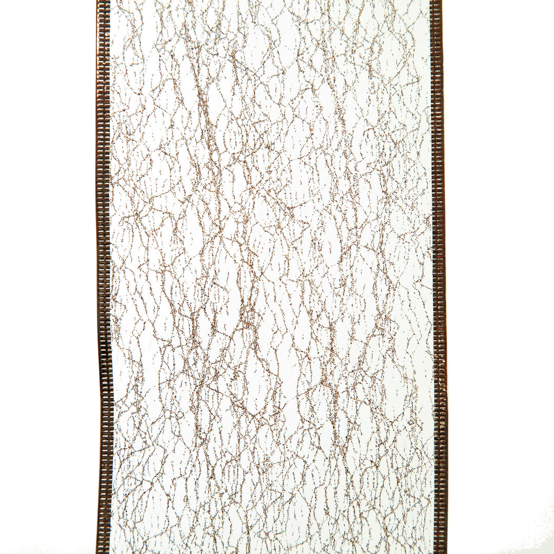Champagne Spider Mesh Wired Christmas Ribbon Garland