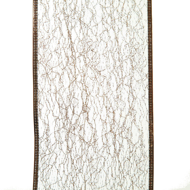 Champagne Spider Mesh Wired Christmas Ribbon Garland