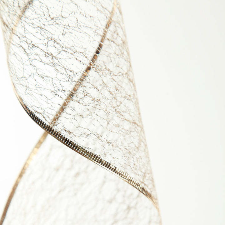 Champagne Spider Mesh Wired Christmas Ribbon Garland