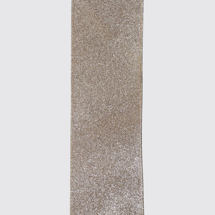 Red Velvet Champagne Glitter Wired Ribbon - 10cm x 10m